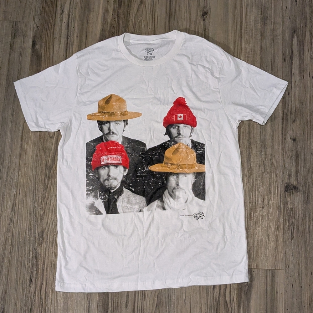 White Graphic T-Shirt Beatles Canada Hats